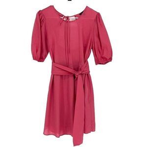 Banana‎ Republic Womens Chic Puff Sleeve Belted Mini Dress Pink Size Small